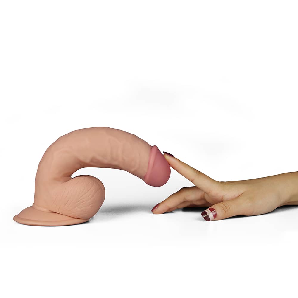 The 8.5 inches ultra soft vibrating dude bends ultra softly