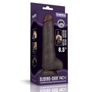 8.5'' Sliding Skin Pro II Dual Layer Silicone Dong Black