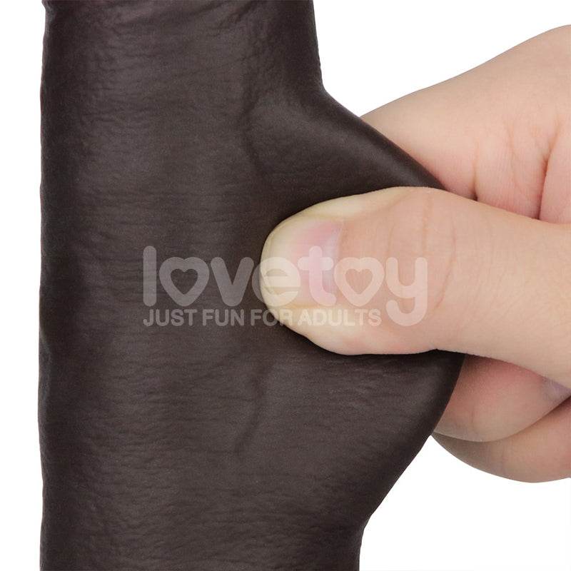 8.5'' Sliding Skin Pro II Dual Layer Silicone Dong Black