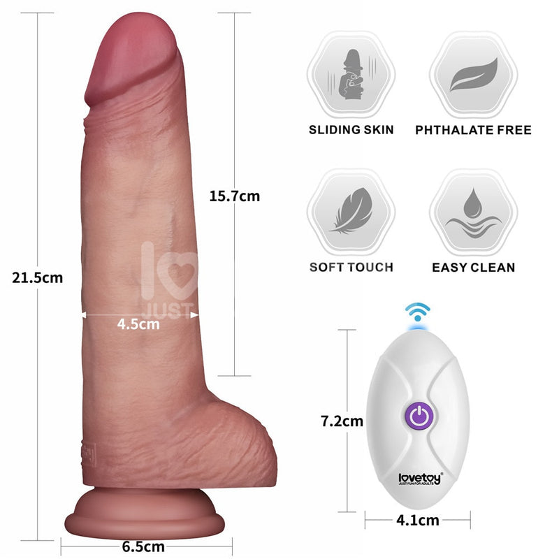 8.5" Vibrating Sliding Skin Pro II Silicone Dong