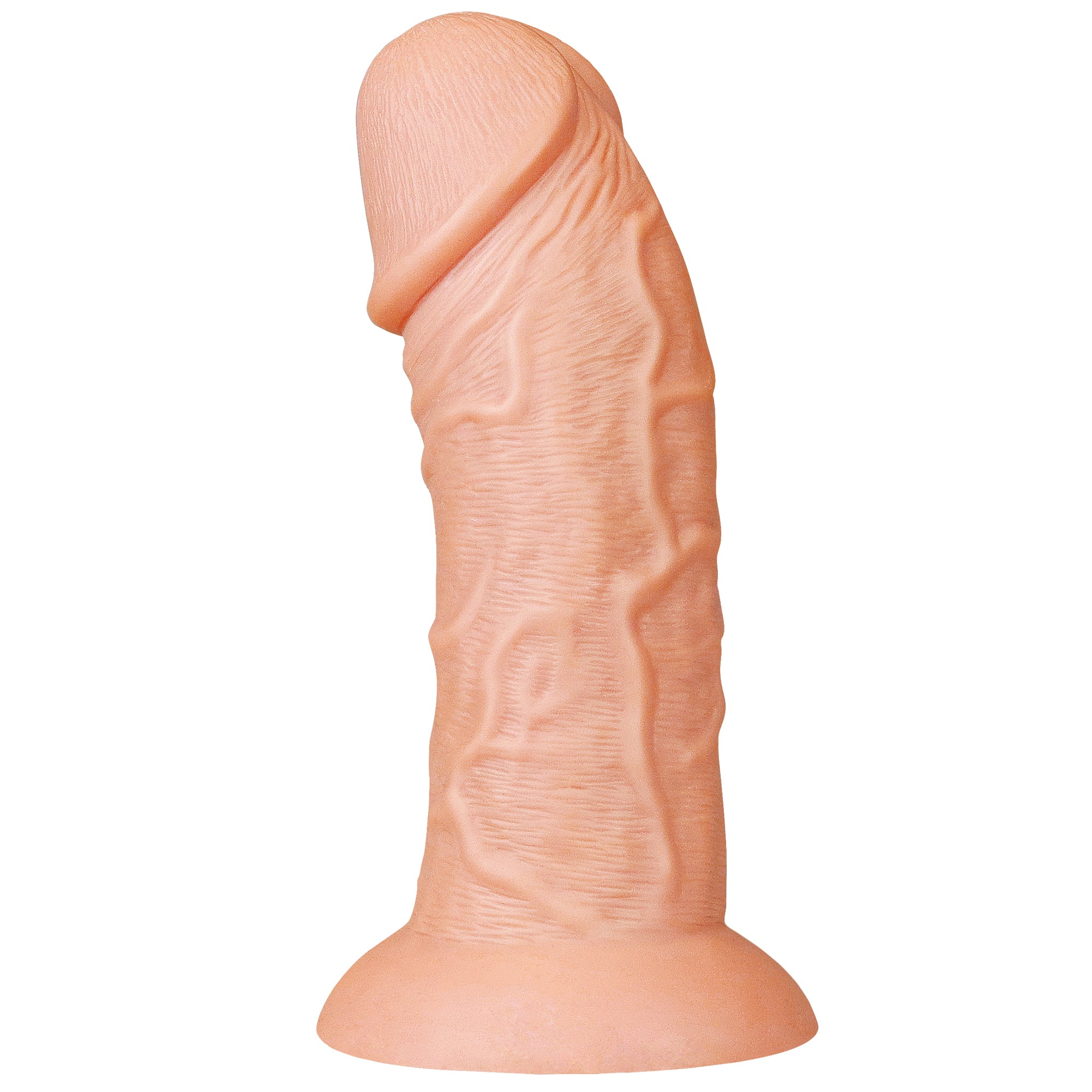The 8.6 inches curved big dildo anal toy is upright