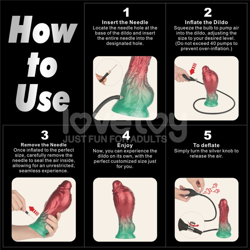 8'' Dual Density Silicone Inflatable Dildo