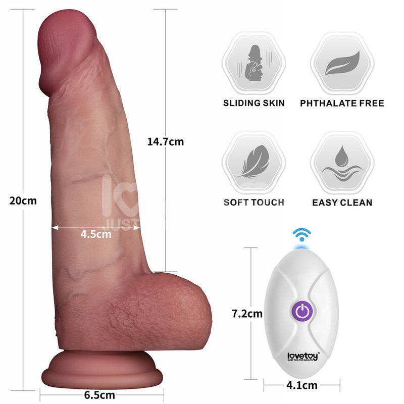 8" Vibrating Sliding Skin Pro II Silicone Dong