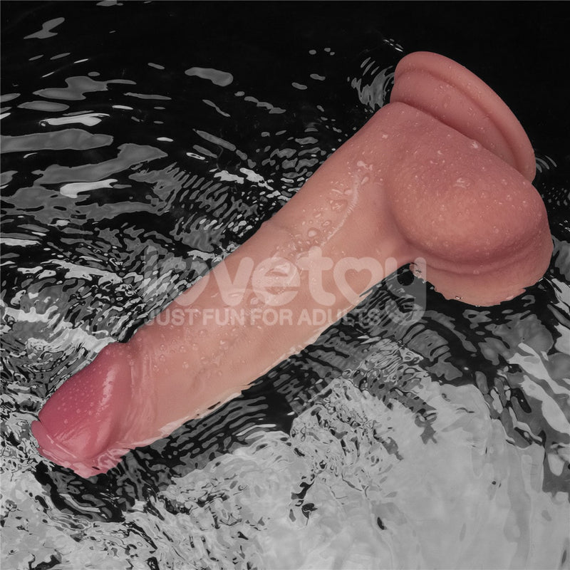 8" Vibrating Sliding Skin Pro II Silicone Dong