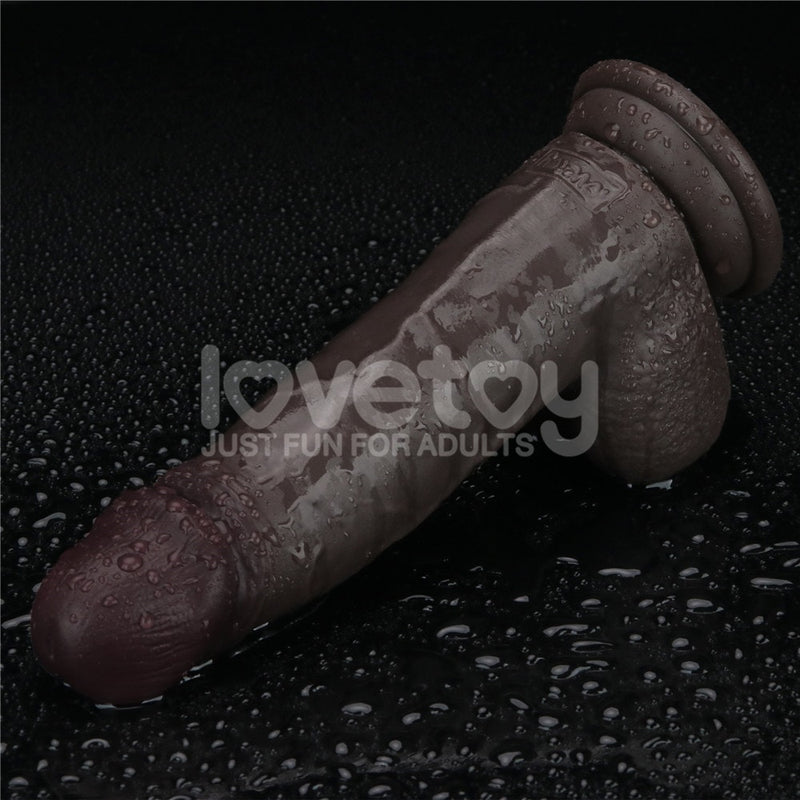8" Vibrating Sliding Skin Pro II Silicone Dong Black