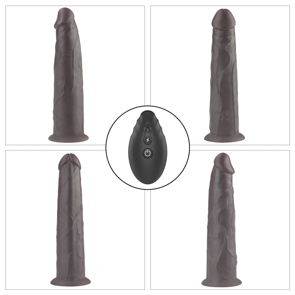 The different angles of the 9 inches dual layered silicone rotator black