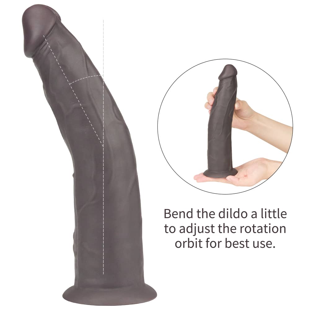 The 9 inches dual layered silicone rotator black is adjustable to different angles