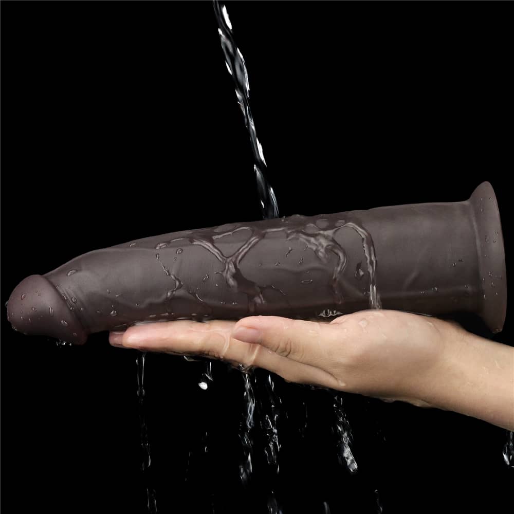 The 9 inches dual layered silicone rotator black is fully washable