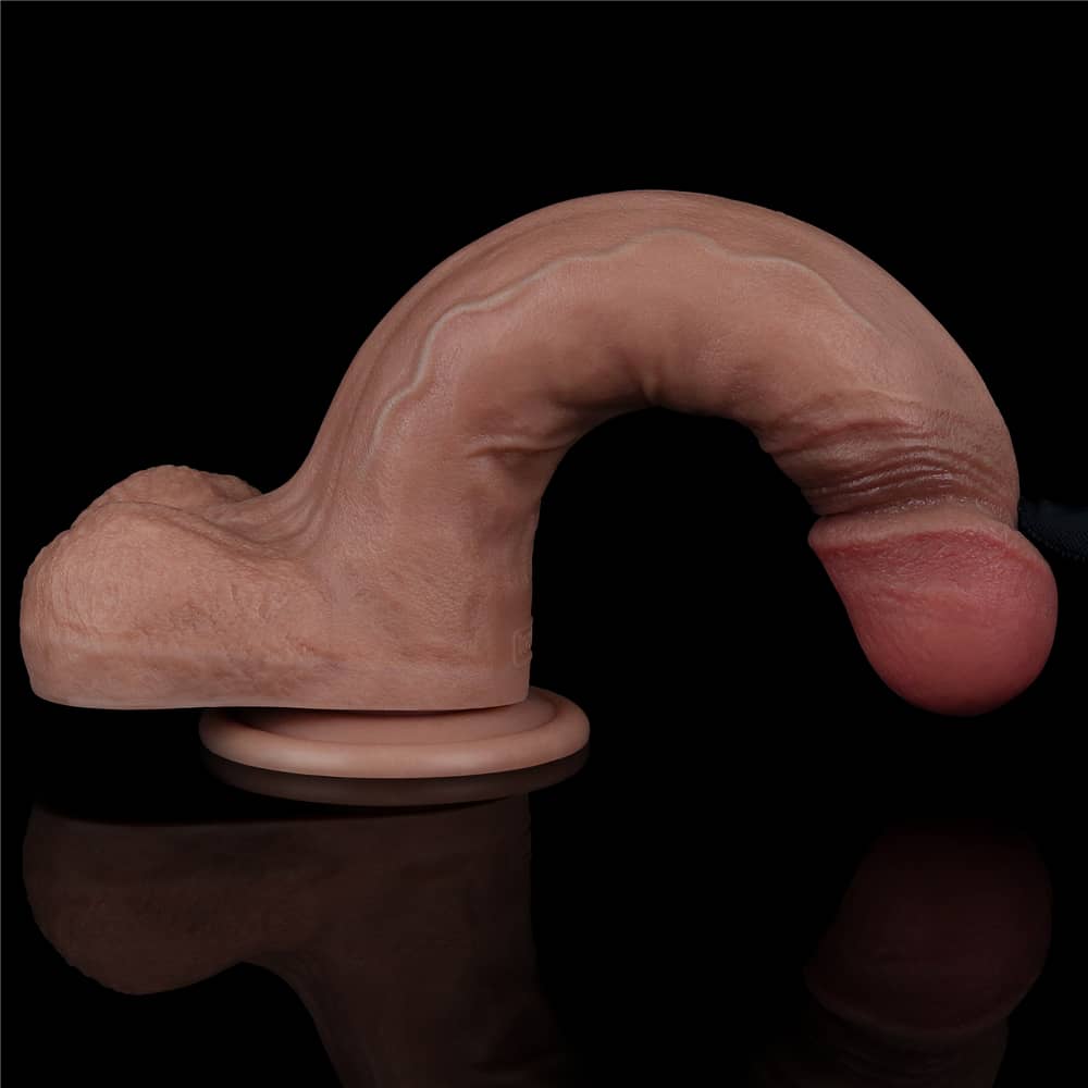  The 9 inhces dual layered silicone cock  is very flexible and soft