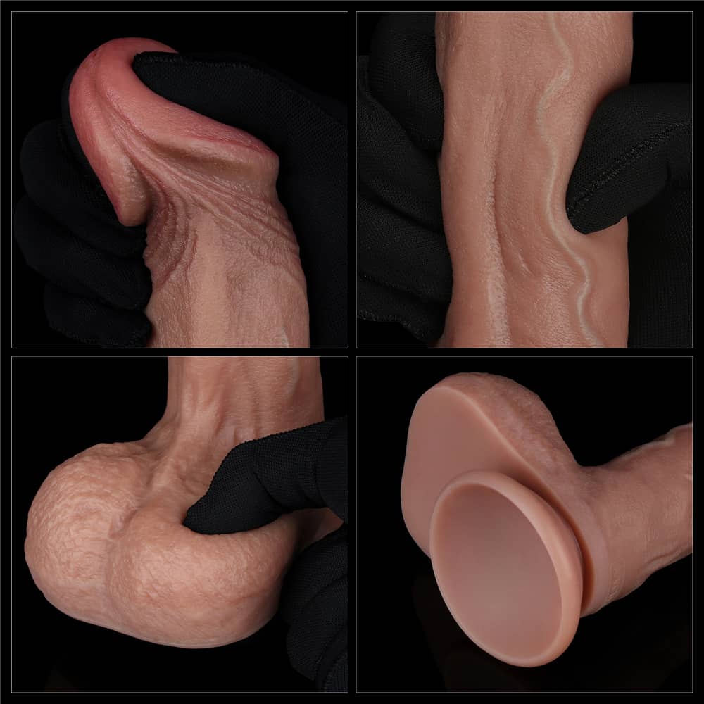 The details of the 9 inhces dual layered silicone cock 