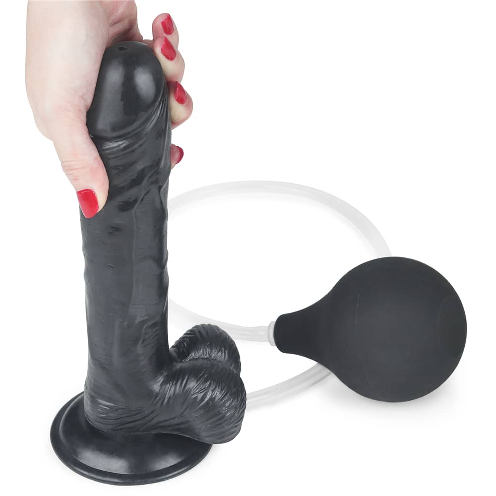 The 9 inches squirt extreme dildo black is firmly attached to the floor with its suction cup