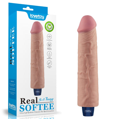 9.5" REAL SOFTEE Rechargeable Vibrating Dildo Flesh