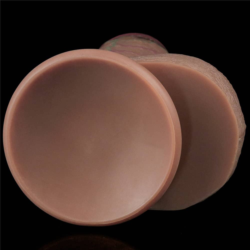 The bottom of the 9.5 inches dual layered xxl silicone cock 