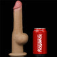 Comparison between the 9.5 inches g spot realistic anal dildo and beverage cans