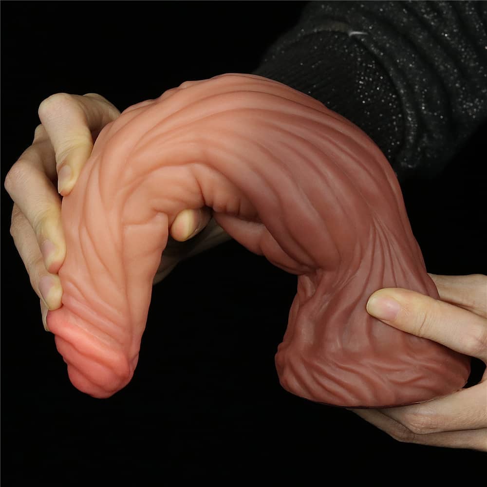 The 9.5 inches silicone realistic wolf dildo bends ultra softly