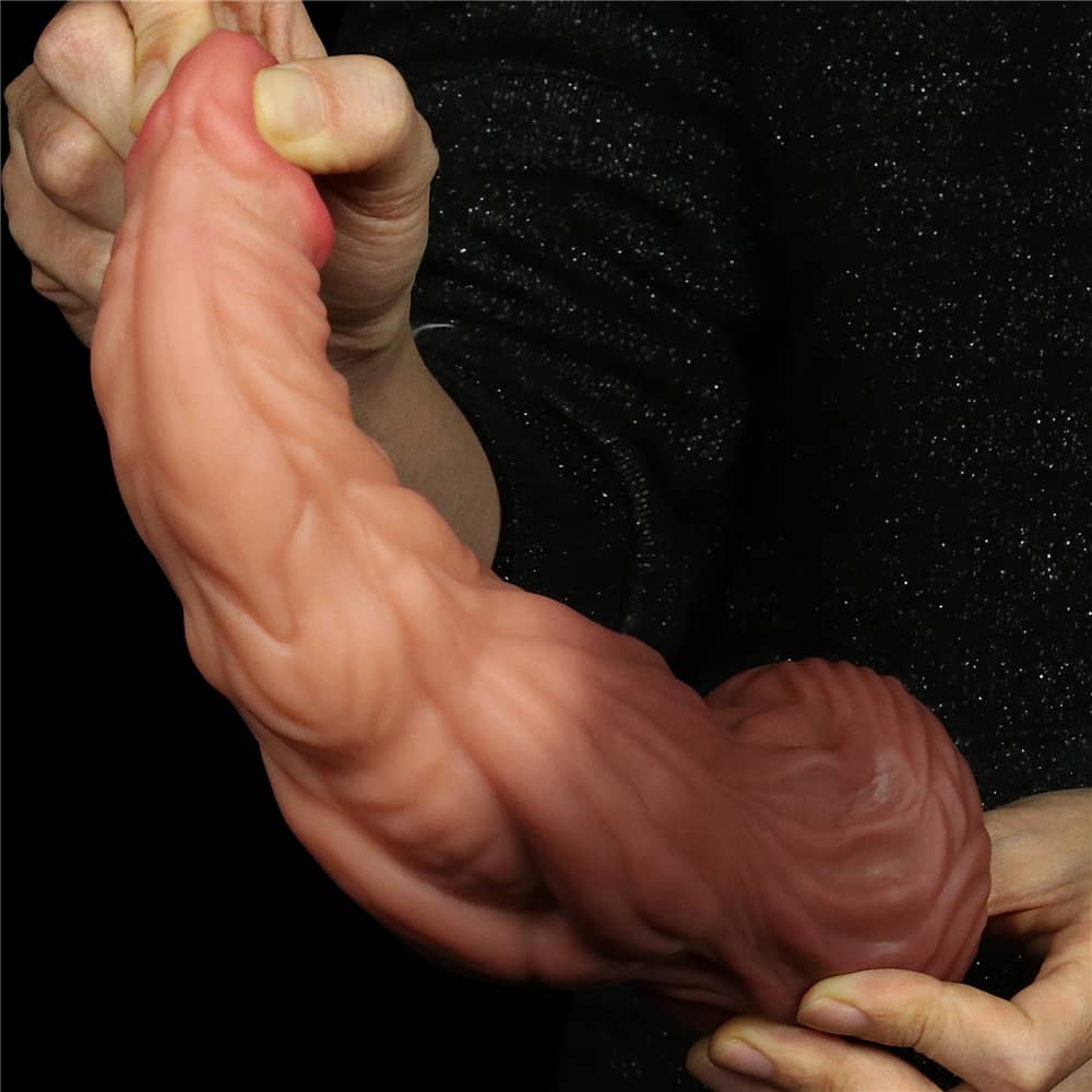 The 9.5 inches silicone realistic wolf dildo is lifelike with a dual-layered shaft and bulging head