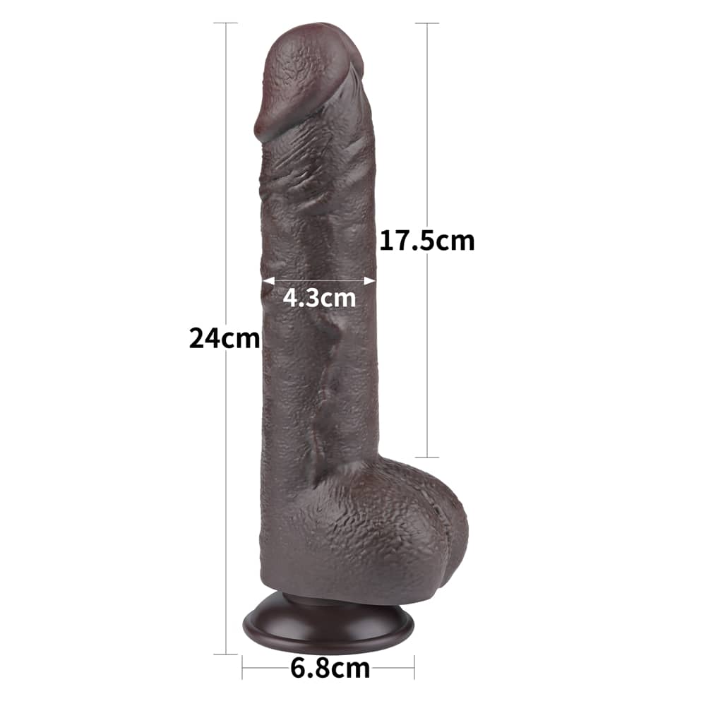 The size of the 9.5 inches sliding skin dong black