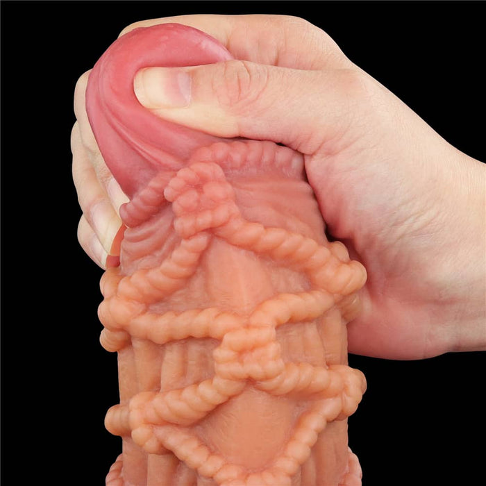Dual Density Dildo | 9.5'' Dual Density Platinum Silicone Cock with Rope