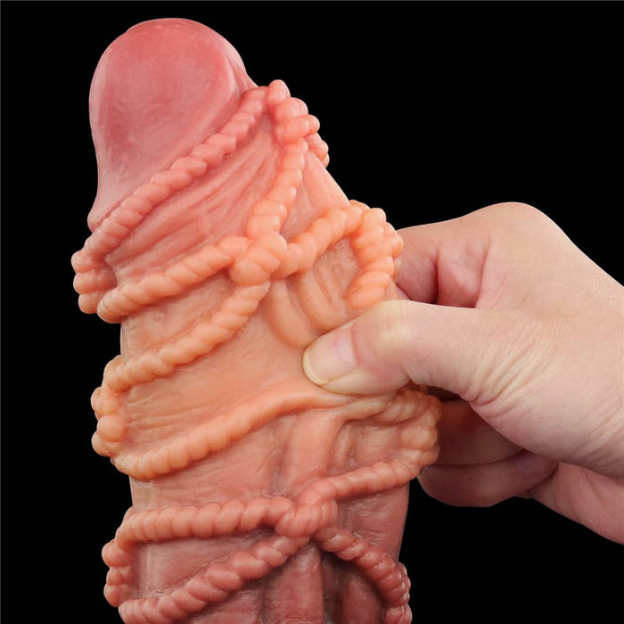 Dual Density Dildo | 9.5'' Dual Density Platinum Silicone Cock with Rope
