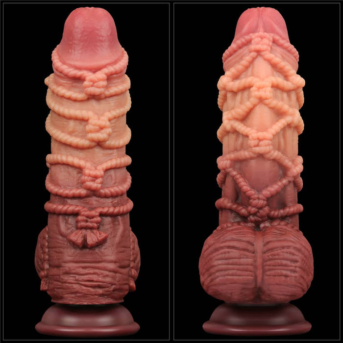 Dual Density Dildo | 9.5'' Dual Density Platinum Silicone Cock with Rope