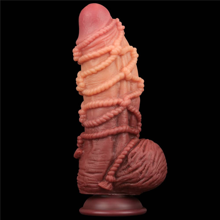 Dual Density Dildo | 9.5'' Dual Density Platinum Silicone Cock with Rope
