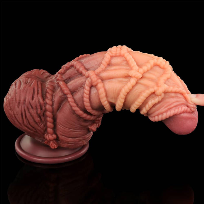 Dual Density Dildo | 9.5'' Dual Density Platinum Silicone Cock with Rope