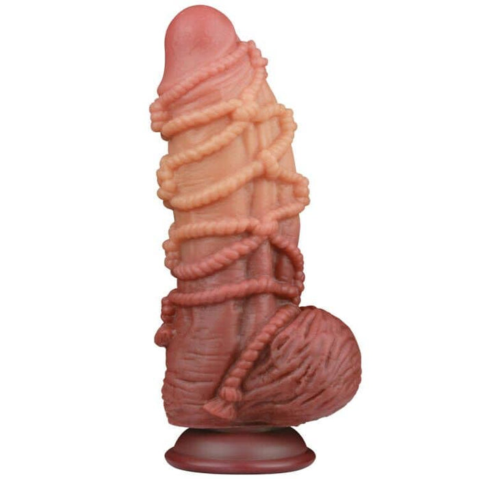 Dual Density Dildo | 9.5'' Dual Density Platinum Silicone Cock with Rope