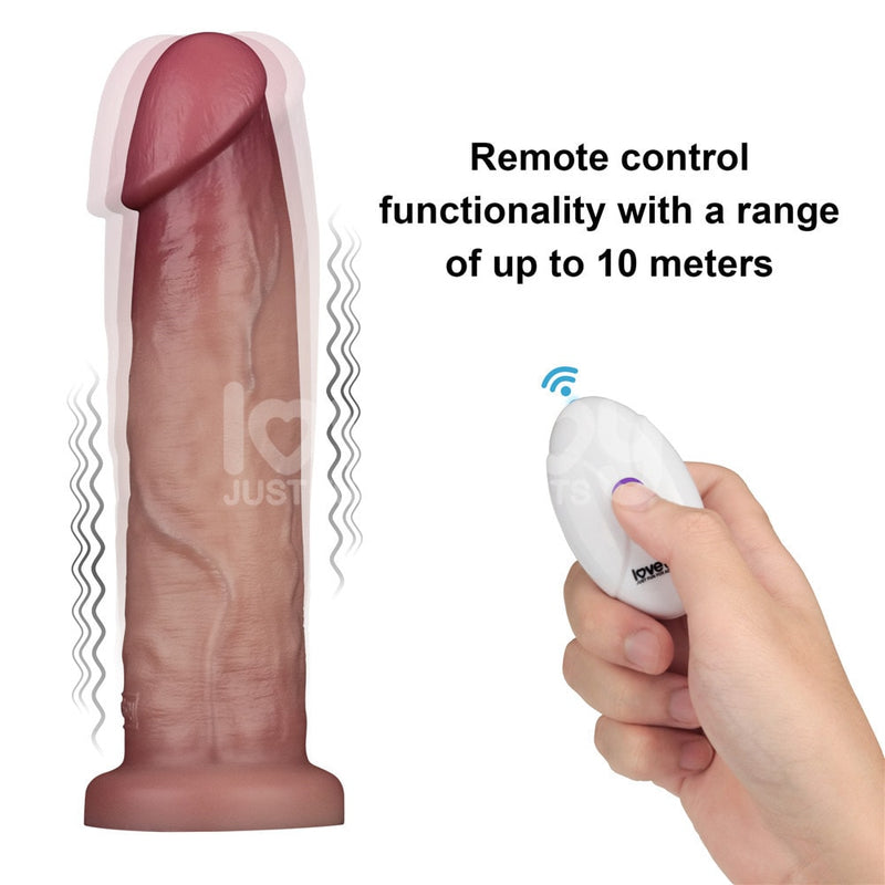 9" Vibrating Sliding Skin Pro II Silicone Dong