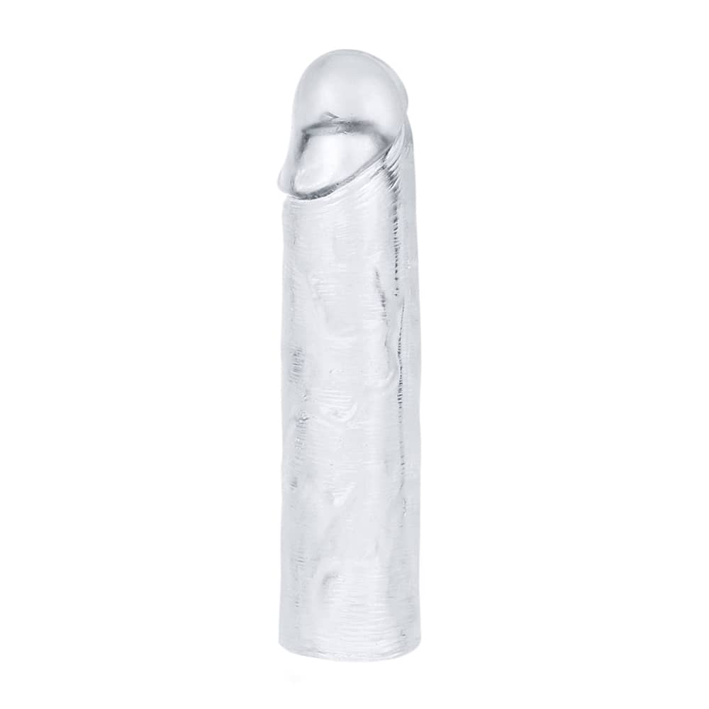 The add 1 inches flawless clear penis sleeve is upright