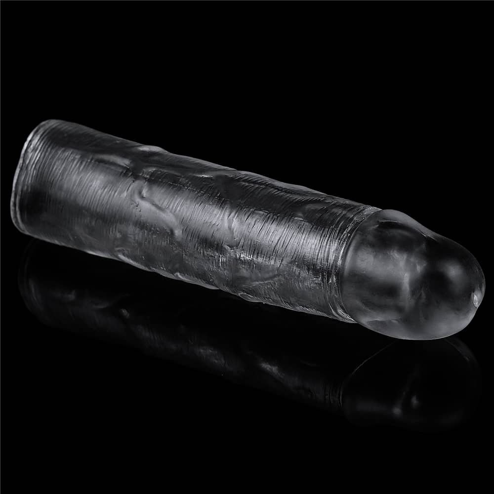 The add 1 inches flawless clear penis sleeve is made of skin-safe TPE