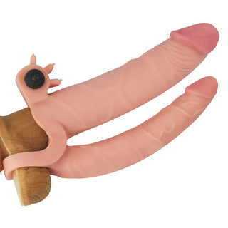 The add 1 inches vibrating penis sleeve doulbe dildo cuddles the dildo