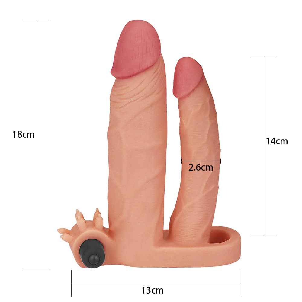 The size of the add 1 inches vibrating penis sleeve doulbe dildo