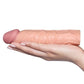 The add 1 inches pleasure x tender penis sleeve lays flat on the palm