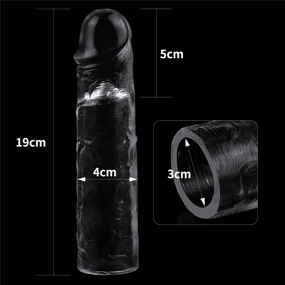 The size of the add 2 inches flawless clear penis sleeve