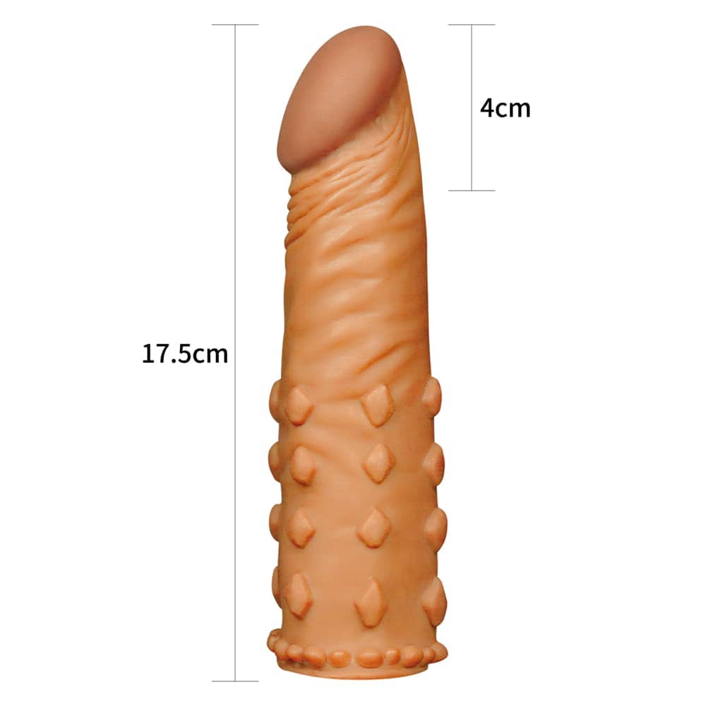 The size of the add 2 inches pleasure x tender penis sleeve
