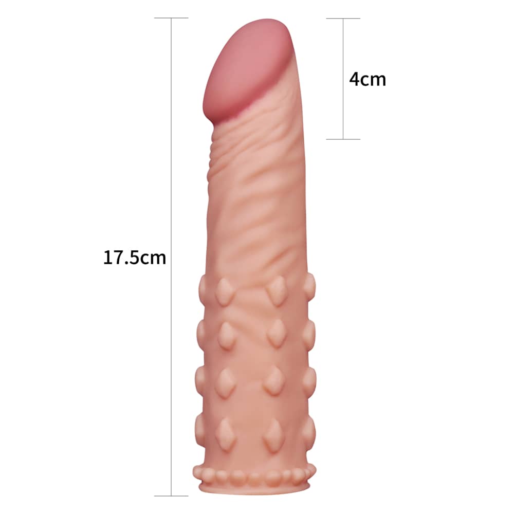 The size of the add 2 inches pleasure x tender flesh penis sleeve