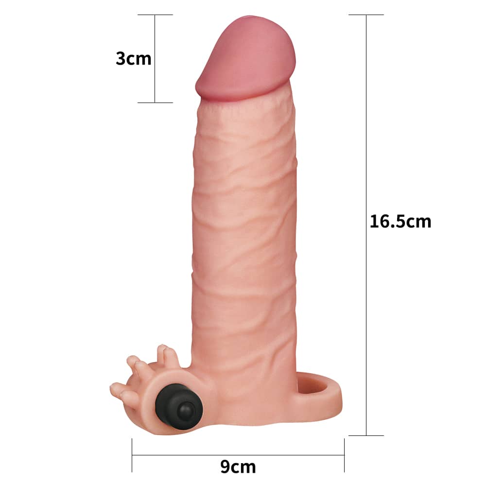The size of the flesh add 2 inches vibrating penis sleeve