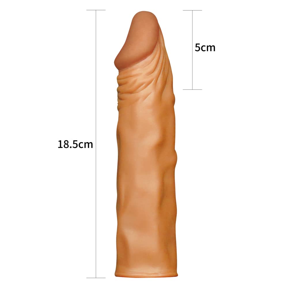 The size of the brown add 2 inches x tender penis sleeve