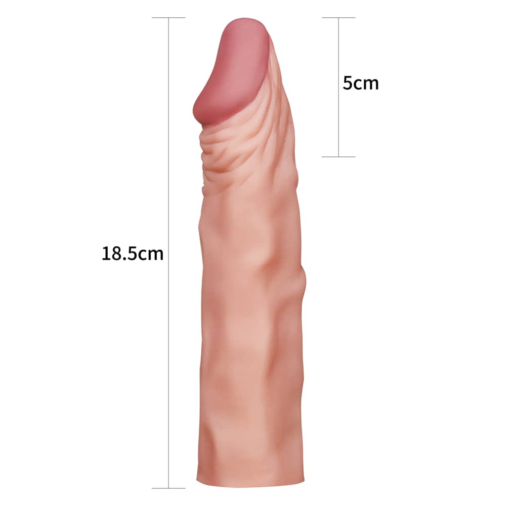 The size of the flesh add 2 inches x tender penis sleeve