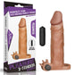 The packaging of the brown add 2 inches vibrating penis sleeve
