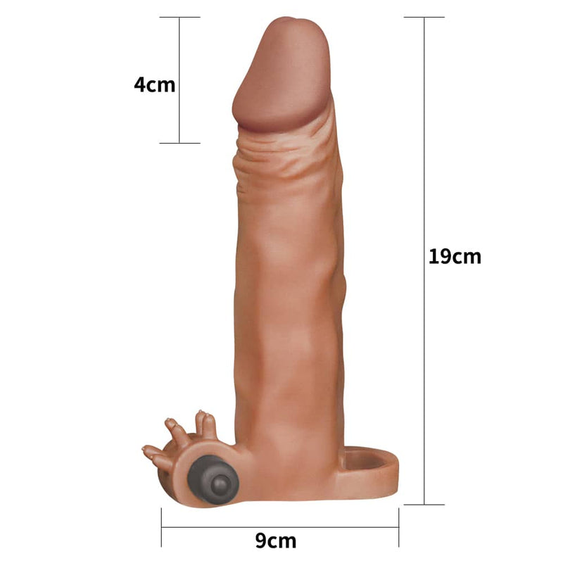 The size of the brown add 2 inches vibrating penis sleeve