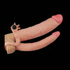 The add 3 inches vibrating double penis sleeve worn on dildo