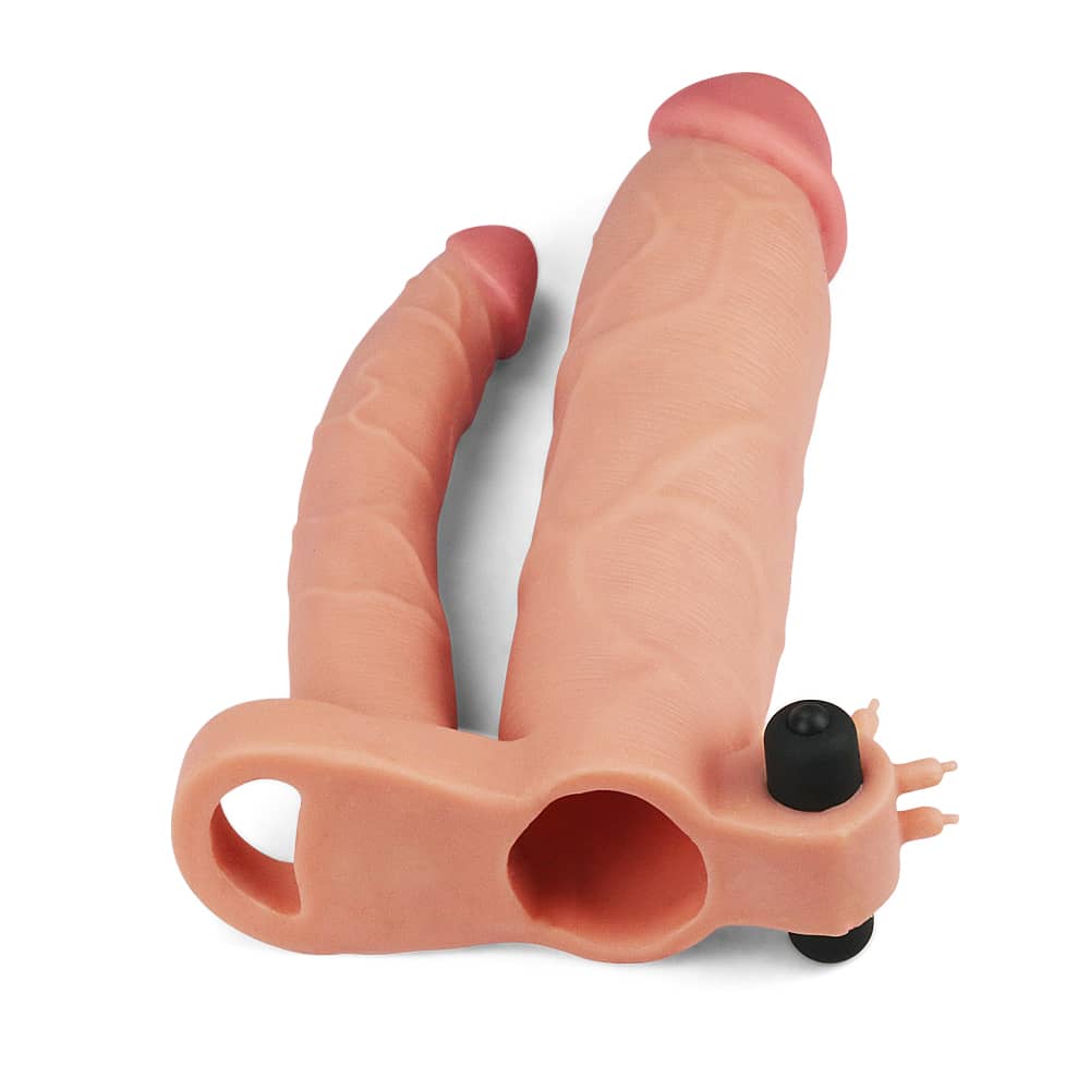 The bottom of the add 3 inches vibrating double penis sleeve