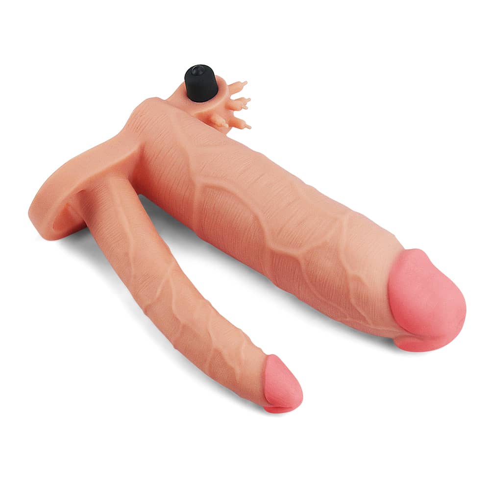  The add 3 inches vibrating double penis sleeve lays flat