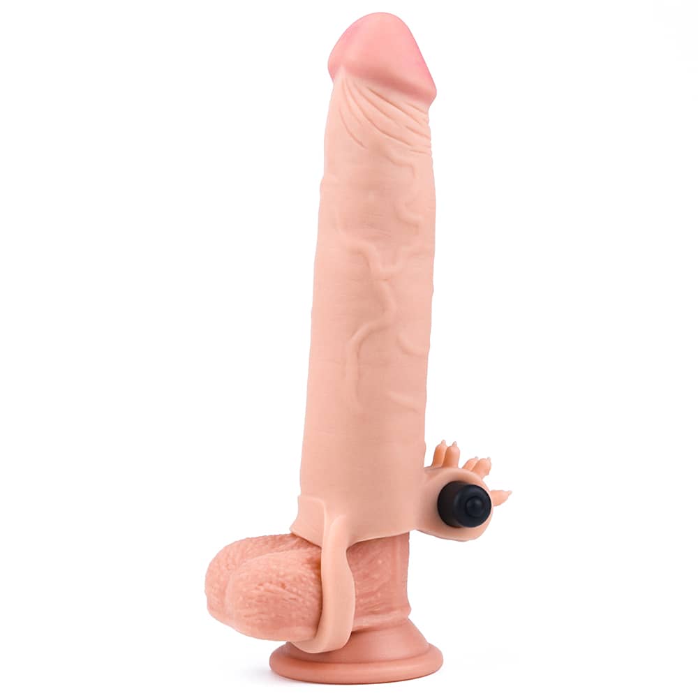The add 3 inches vibrating penis sleeve flesh worn on dildo