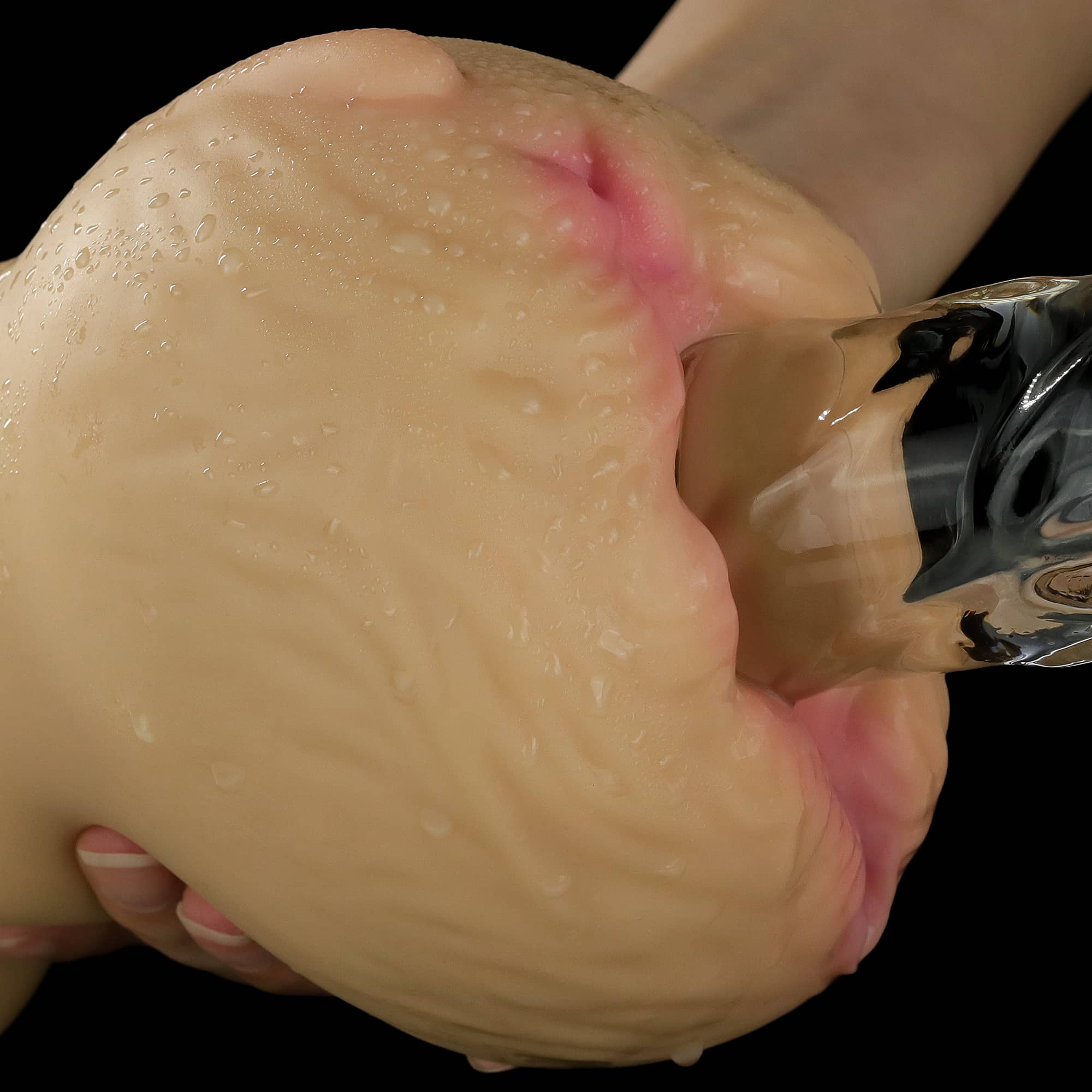 A dildo inserted into the aliens pie male masturbator flesh