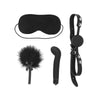 The g spot vibrator and blindfold and ball gag and feather tickler of the bdsm bondage sets