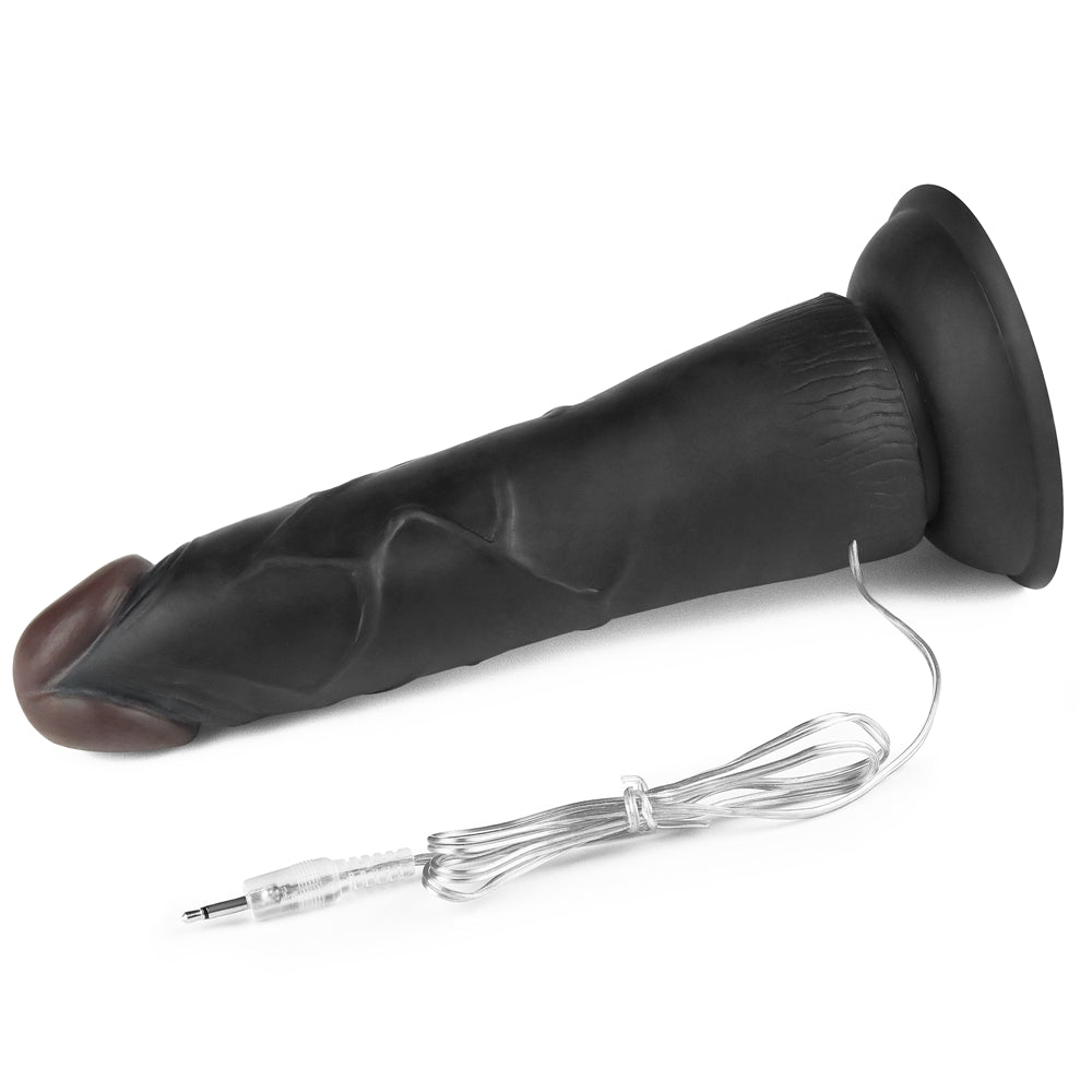 The dildo of the black 7.5 inches vibrating dildo easy strapon set lays flat