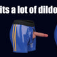 The blue faux leather strap on shorts with and without dildos