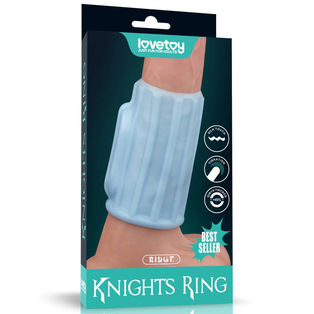 The packaging of the blue vibrating ridge knights ring